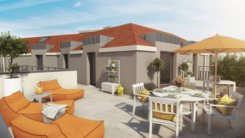 Ambiance terrasse Illustration extérieure à l’attention de la promotion immobilière