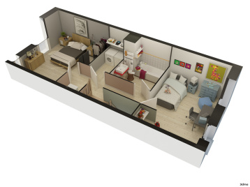 Visuel d’Illustration 3D de plan de vente de l’étage d’une maison de ville