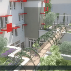 Film d’animation 3D de projet immobilier avec vues intérieures et extérieures, animations de personnages 3D