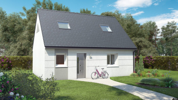 Perspective 3D extérieure de maison Individuelle classique Illustration 3D simple de visuel de perspective extérieure de maison individuelle, sans insertion de personnages