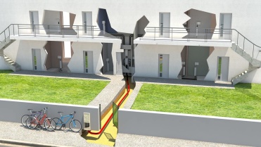 Exemple d'illustration 3D pour des passages de câbles électriques Travail d’illustration 3D pour la visualisation en écorché des passages de câbles électriques