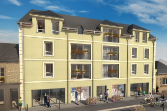 illustration 3D d'immobilier collectif Perspective extérieure pour la promotion immobilière avec modélisation 3D des environs pour une meilleure insertion sur site