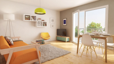 Image d’une perspective intérieure d’appartement avec ambiance chaleureuse