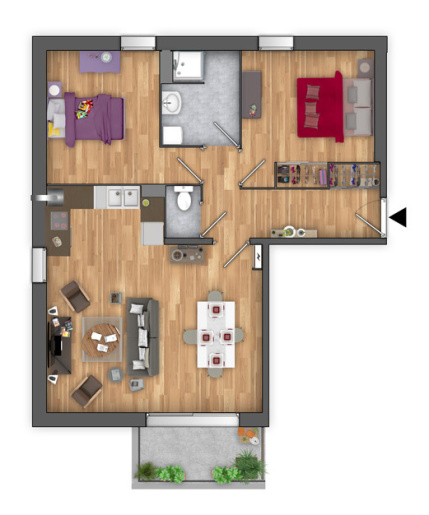 Visuel d’Illustration 2D de plan de vente d’appartement pour la promotion immobilière