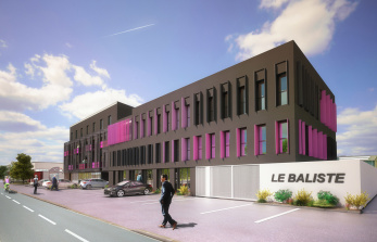 Projet immeuble de Bureaux Scène d’Illustration 3D d’immeuble de bureaux à Saint-Brieuc