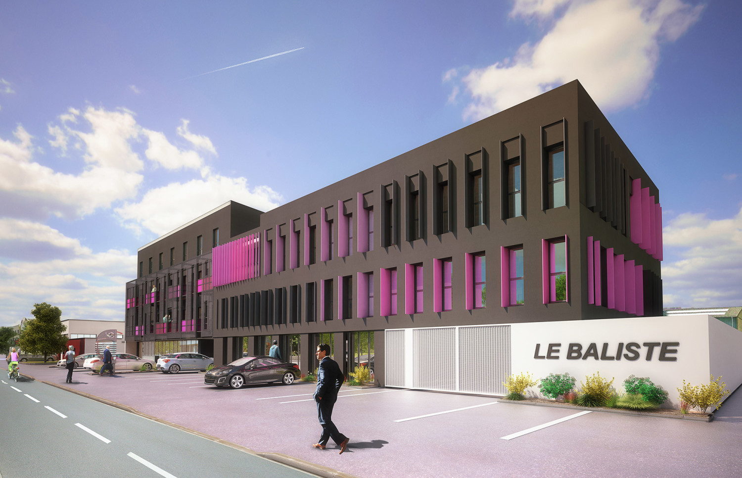 Scène d'Illustration 3D d'immeuble de bureaux à Saint-Brieuc