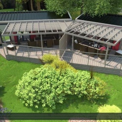 Exemple de film d’animation 3D pour présenter l’aménagement d’un camping avec des habitations de loisirs de standing