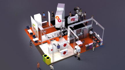 Visuel 3D d’illustration de communication  pour l’aménagement d’un stand de salon