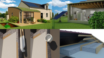 Exemples d'illustrations 3D pour des équipements d'une maison écolo Images d’illustration 3D de communication en rapport avec le bricolage, les travaux dans une maison