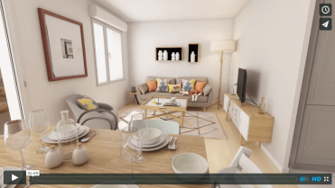 Film 3D d’animation d’intérieur d’appartement de projet promotion Immobilière